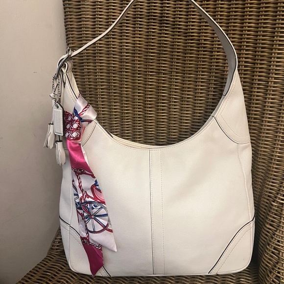 Coach Handbags - Coach Hampton White leather hobo with tassel